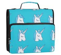 Simple Blue Unicorns 3 Rings 1.5 inch Binder with Extra Pockets with Handle and Removable Shoulder Strap Multiple Pockets School Binders Organizer for School and Office Paquete de gestión de