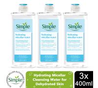 Simple Boost Micellar Cleansing Water for Dehydrated Skin - Pack of 3 (400ml each) - All Natural, Cruelty-Free