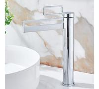 Simple Bright Gold hot and Cold Basin tap Full Copper Bathroom Cabinet Toilet tap Waterfall Out of The Water, Silver heightened Model