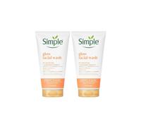 Simple Protect 'N' Glow Express Glow Clay Polish Face Wash, Brightening Cleanser with Vitamin C & Yuzu, Gently Exfoliates, Removes Impurities & Revives Dull Skin, 150ml, 2 Pack