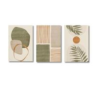 Simple Canvas Print Posters Wall Art Painting Set of 3 Tropical Leaves Abstract Shapes Illustrations Boho for Living Room Decor 70x100cmx3 No frame