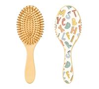 Simple Cartoon Abc Wooden Hair Brush Paddle Hair Brush for Women Wooden Brush for Hair Growth Hair Massage Brush