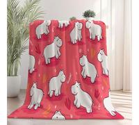 Simple cartoon animals hippopotamus Print Blankets, Pink Throws for Sofas Bed Settee Xmas Decorations Fleece Blanket Soft Warm Cosy Christmas Throw Fluffy Bed Throw - 180×200 cm