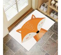 Simple Cartoon Door Mat,DoorMat Indoor Washable,Cute Fox Doormat Indoor Dirt Trapper Non-slip,Absorbent Inside Entrance Rug Mat for Entryway,Patio,Garden,Laundry Room,Pets - Orange Color