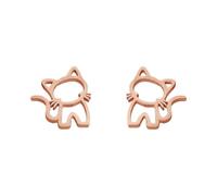 Simple Cat Small Stud Earrings Stainless Steel for Women Men Teen Girls Cute Pet Animal Cartilage Pierced Hypoallergenic Tiny Huggie Sleeper Studs Earring Fashion Jewelry Gifts (Rose Gold)