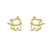 Simple Cat Small Stud Earrings Stainless Steel for Women Men Teen Girls Cute Pet Animal Cartilage Pierced Hypoallergenic Tiny Huggie Sleeper Studs Earring Fashion Jewelry Gifts (Gold)