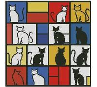 Simple Cats Counted Cross Stitch Cushion case,Easy DIY Cross Stitch Cushion case for Sofa Decor, 40x40cm, 11 Count,Cotton Thread, Cotton Cushion cat case Cross Stitch Kits