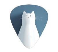 Simple ceramic cat printed guitar picks, 12-piece set with thin, medium, and thick styles, comes with a storage case
