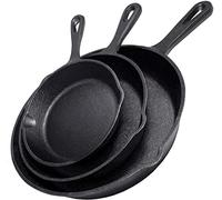 Simple Chef Cast Iron Skillet 3-Piece Set,Best Heavy-Duty Professional Restaurant Chef Quality Pre-Seasoned Pan Cookware Set,10, 8, 6 Pans,Great for Frying, Cooking, Pizza & More by Simple Chef