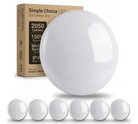 Simple Choice LED Ceiling Lamp- Light Warm and Neutral White- 2050LM,150W Equivalent 24W,Ø 36cm with Motion Sensor for Living Room Bedroom Kitchen Bathroom Hallway Office (6PCS)