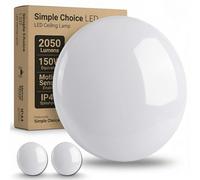 Simple Choice LED Ceiling Lamp- Light Warm and Neutral White- 2050LM,150W Equivalent 24W,Ø 36cm with Motion Sensor for Living Room Bedroom Kitchen Bathroom Hallway Office (2PCS)