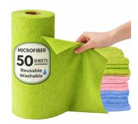 Simple Choice Microfiber Cleaning Cloth Roll - 50 Tear-Away Sheets, 100+ Washes Reusable Towels, Super Absorbent, Lint-Free Paper Towel Alternative for Kitchen, Home & Car (Green)