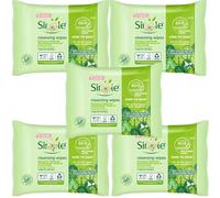 Simple Cleansing Wipes - Biodegradable Face Wipes with Vitamin B5 & E, Instantly Remove Waterproof Makeup & Pollution, Vegan, Hypoallergenic & Gentle on Skin (5Pack)