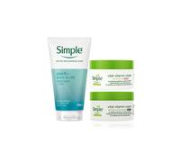 Simple Clear Pore Scrub Day Cream SPF 15 & Night Cream Bundle in White