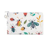 Simple Colorful Stars Coin Purse Canvas Wallet Cute Change Purse Small Storage Bag with Zipper, Bright Insect Pattern, One Size, Flowers and Animals
