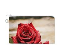 Simple Colorful Stars Coin Purse Canvas Wallet Cute Change Purse Small Storage Bag with Zipper, Red Rose Flowers, One Size, Flowers and Animals