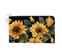 Simple Colorful Stars Coin Purse Canvas Wallet Cute Change Purse Small Storage Bag with Zipper, Sunflower thank you for brightening my life, One Size, Flowers and Animals
