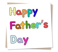 Simple & Colourful Father's Day Card - Happy Father's Day - Multicolour Text Design - For A Brilliant Dad From Son, Daughter, Kids