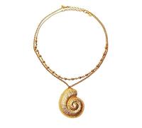 Simple Conch Pendant Necklace For Women Egirl Korean 2-layer Fashion Punk Sweater Neck Chain Trend Jewelry Gold Color Charm Necklace