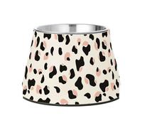 Simple Cow Print Pattern Vector Art Style White Background Pastel and White Feed Dog Bowl Enhanced Stainless Steel Pets Dish Bowl for Small Dogs Whisker Relief