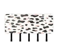 Simple Cow Print Pattern Vector Art Style White Background Pastel and White key for wall with Mail Organizer & 5 Self-Adhesive Hanging decorative wall hook for living room decor living room Hallway