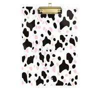 Simple cow print pattern vector art style white background pink and white parts clipboard acrylic cute for teacher wallet storage box size 9 x 12