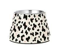 Simple Cow-Print Pattern Vector Illustration on A White Background Dogs Food Bowl Non Skid Stainless Steel Pets Water Bowls for Medium Dogs Whisker Friendly