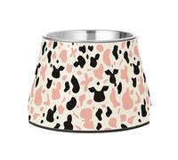 Simple Cow-Print Pattern Vector Illustration on A White Background Raised Pets Water Bowl Elevated Stainless Steel Cat Feeding Bowls for Slow Feed Dogs Whisker Friendly