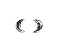 Simple Crescent Moon Stud Earrings in Sterling Silver, Tiny Second Hole Earrings