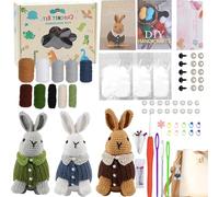 Simple Crochet Set for Beginners, Crochet Animal Set, 3 Pieces Crochet Rabbit, Crochet Stuffed Toy - Crochet Animals Crochet Animal Set for Birthdays, Mother's Day, Valentine's Day, Friends or Family