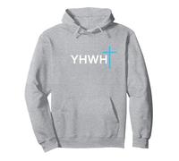 Simple Cross YHWH Yahweh Christian Jesus Name Pullover Hoodie, Adult Unisex, Heather Grey, Large