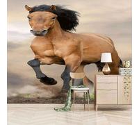 Simple Cubic Brown Animal Horse 3D Wallpaper Premium Textured Silk Study Dining Living Room Bedroom Sofa TV Wall Easy Install-200cm×140cm