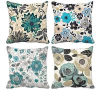 Simple Cushion Covers 70 x 70 Set of 4, Outdoor Cushions Flower Sofa Pillows Covers, Square Soft Decorative Pillows with Invisible Zipper for Summer Outdoor Garden Furniture Home Decor Gifts z5-1