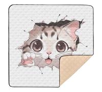 Simple Cute Cartoon Cat Soft Thick mat for Baby to Play on Floor for Indoor Outdoor One-Piece Foldable Padded Play Mat for Baby Kids Toddlers Infants, 50'' x 50''gimnasio para Bebes recien