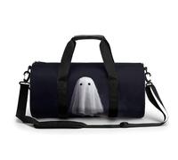 Simple Cute Ghost Dark Fantasy Travel Gym Bag for Women Men Cylindrical Duffle Bag Sport Workout Bag with Shoulder Strap
