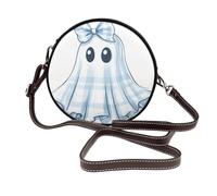 Simple Cute Ghost Women Round Crossbody Bags Leather Sling Bag Purse