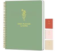 Simple Daily Planner Undated with Hourly Schedule - 6.5x9.25" Sage Green Day Planner & Spiral To Do List Notebook - Aesthetic and Cute Work Journal, Task Organizer Notepad and Productivity Planners