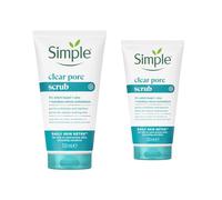 Simple Daily Skin Detox Clear Pore Scrub 150ml, 2 Pack | Face Exfoliator for Oily Skin | Removes Dirt, Oil & Dead Cells | Clears Blackheads & Pores | Gentle Daily Scrub for Smoother, Clearer Skin