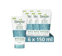 Simple Daily Skin Detox Purifying with thyme, zinc & witch hazel Facial Wash cleanser for oily, blemish-prone skin, 6 x 150 ml