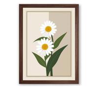Simple Daisies Botanical Framed Wall Art Print A3 (42×29.7cm) Walnut, Wall Decor for Living Room, Bedroom, Office & Home, Ready to Hang, Art Gift