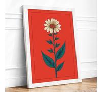 Simple Daisy Botanical Framed Wall Art Print A3 (42×29.7cm) White, Wall Decor for Living Room, Bedroom, Office & Home, Ready to Hang, Art Gift