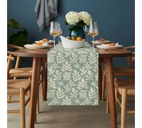 Simple Daisy Silhouette Table Runner 13x48 inch Retro Flower Green Patterns Cotton Linen Dining Table Runner Ideal for Dresser Kitchen Coffee Tables - Machine Washable