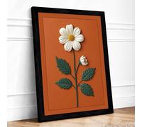 Simple Daisy Stem Botanical Framed Wall Art Print A3 (42×29.7cm) Black, Wall Decor for Living Room, Bedroom, Office & Home, Ready to Hang, Art Gift