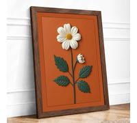 Simple Daisy Stem Botanical Framed Wall Art Print A3 (42×29.7cm) Walnut, Wall Decor for Living Room, Bedroom, Office & Home, Ready to Hang, Art Gift