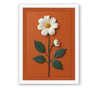 Simple Daisy Stem Botanical Framed Wall Art Print A3 (42×29.7cm) White, Wall Decor for Living Room, Bedroom, Office & Home, Ready to Hang, Art Gift