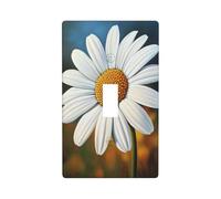 Simple Daisy with White Petals Yellow Center Light Switch Cover Decorative Single Toggle 1 Gang Wall Plate for Kitchen Farmhouse Bedroom Bathroom Art Decor