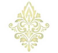 Simple Damask Stencil, 11.43 x 14 cm (M) - Vintage Damask Simple Allover Wallpaper Pattern Stencils for Painting Template