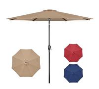 Simple Deluxe 10' Patio Umbrella Outdoor Table Market Yard Umbrella with Easy Push Button Tilt/Crank, Table Compatible, Tan