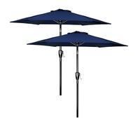 Simple Deluxe 2 Pack 7.5' Patio Umbrella Outdoor Table Market Yard Umbrella with Push Button Tilt/Crank, 6 Sturdy Ribs for Garden, Deck, Backyard, Pool, Dark Blue