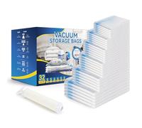 Simple Deluxe 32 Pack Vacuum Storage Bags (5 Jumbo/5 Large/6 Medium/6 Small/5 Roll M/5 Roll S) Space Saver Bags, Vacuum Seal Bags with Hand Pump for Comforters, Blankets, Bedding, Pillows and Clothes